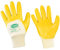 D2D | 2 Paar - Baumwollhandschuhe - Größe: 10 (XL) - Gelb - mit Nitril Beschichtung - Norm EN 388 CAT 2 - Arbeitshandschuhe - PU-Montagehandschuhe Gartenhandschuh