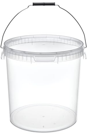 Garronda Eimer mit Deckel 20 Liter 5 Stück Aufbewahrungsbehälter GD-0072 | Transparent, für die Lagerung von Lebensmitteln und chemischen Produkten, kompakter Plastikbehälter für Haushalt und Gewerbe