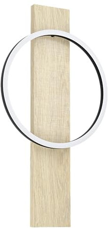 EGLO LED Wandlampe Boyal, 1 flammige Wandleuchte aus Holz, Metall, Kunststoff, Wandbeleuchtung für Innen, Wohnzimmerlampe in Natur, Schwarz, Weiß, LED Flurlampe FSC zertifiziert, warmweiß