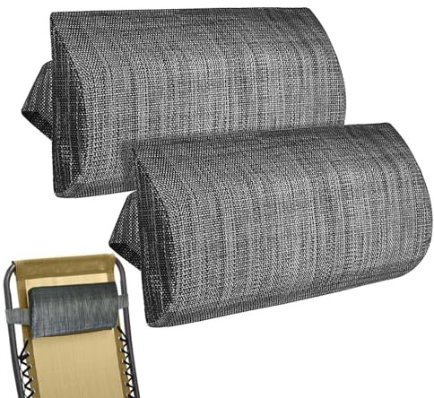 2 Nackenkissen Für Gartenstühle, Nackenkissen Für Relaxsessel Kopfkissen 37x17cm Liegen Auflagen Kissen, Nacken Kissen Für Liegestuhl Stuhlauflage, Liegestuhl Kopfkissen Verstellbarem Gummiband