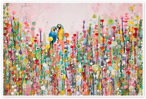 Liebesfedern Poster von Sylvie Demers 60 x 40 cm Bunt Wandbilder Wanddeko