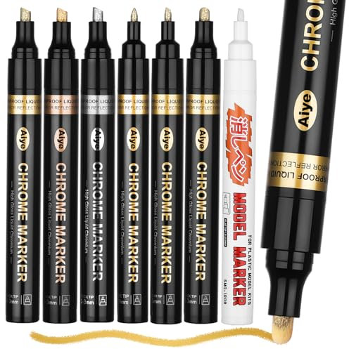 JIANTA Metallic Stifte Marker 7er Set, 1-5mm Permanent Marker Wasserdicht Lackstift Gold Silber Kupfer, Glänzend & Flüssig, Stark deckend für Steine bemalen Holz Metall Glas Kunststoff Papier