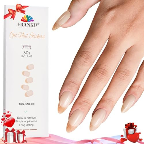 EBANKU 24P Unghie in Gel Semi-Indurito, Strisce per Unghie in Gel per Dita dei Piedi, Adesivi Smalto Unghie in Vero Gel, Adesivi per Unghie Salone di Manicure la Casa Richiede Lampada UV