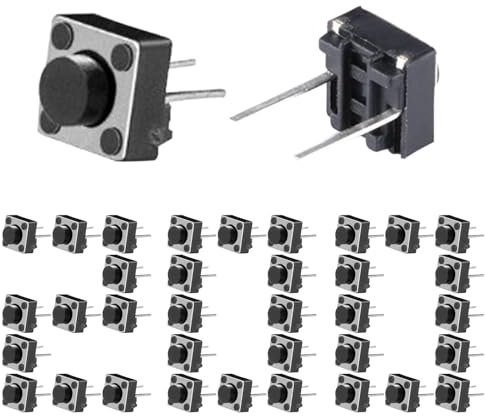 200pcs Tact Button Switch 6x6x5mm PCB Momentary Tactile Tact Push Button Switch SPST Miniature/Mini/Micro/Small PCB (2 pines)