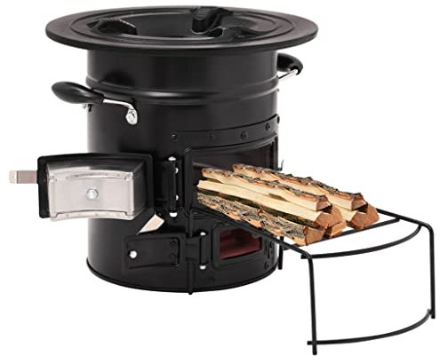 Furniture Select-Camping Holzofen, Schwarz, 50 x 33,5 x 30,5 cm, Stahl