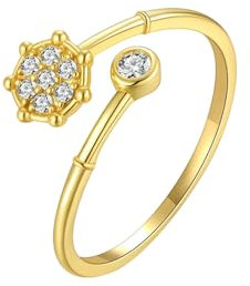 Stfery Verlobungsringe Damen Rundschliff Weiß Moissanit Ringe Damen Gold 585 Echt Ringe 57 (18.1)