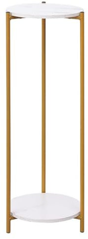 Pflanzenständer für den Innenbereich, 2 Etagen, hoch, Blumenständer für Balkon, Wohnzimmer, kleiner runder Couchtisch, Beistelltisch, schwarzer Metall-Topfhalter