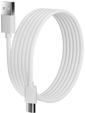 pluX USB 2.0 Hi-Speed USB A to Micro USB Cable, White, 5m Length