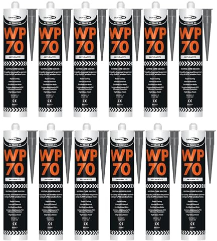 Bond It WP70 Neutral Cure Oxime Silicone Sealant – 12x Anthracite, 285ml | Professional-Grade Silicone Sealant | High Gloss – Flexible – Weatherproof | Sealant for Home – Building & Professionals Use
