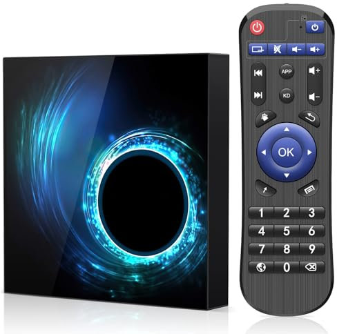 Android TV Box 10.0, Android Box 4GB RAM 32GB ROM Quad-Core Arm Cortex-A53 Con WiFi 2.4G/5.0G Ethernet 10/100M 6K HD Computer TV Android
