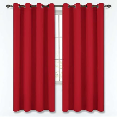 Tende per Salotto Moderne Isolanti Termiche Tinta Unita Drappo Classic 1 Pezzi Tenda Porta Finestra per da Letto Soggiorni Salotti Balconi o Altre Stanze Della Casa 213L x 167A cm (1 Pannelli) Rot