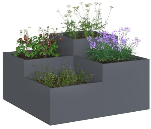 vidaXL Fioriera da Giardino Antracite 80 X 48 cm Durevole in Acciaio Laminato a Freddo Design Moderno Elegante Fioriere per Uso in Conservatorio Resistente Decorazione Funzionale Minimalista