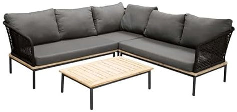 Paris Prix Salon d'angle de Jardin en Bois Andorra 127cm Noir