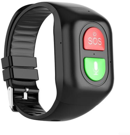 DAZZLEEX Reloj inteligente con funcionalidad SOS, pulsera con sistema de seguimiento GPS, pulsera de llamada de ubicación con medición de frecuencia cardíaca y temperatura para personas mayores