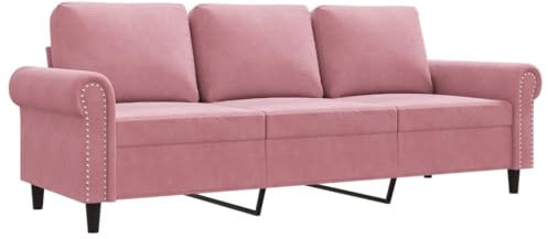 ULUYYUC Reading Chair Gartensofa Lesesessel Kleine Sofa - 3-Sitzer-Sofa Rosa 180 cm Samt für Esszimmer Wohnzimmer Schlafzimmer Jugendzimmer