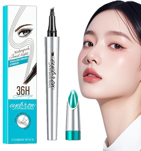 Eyebrow Pencil, flüssiger Augenbrauenfüller, 4 Spitzen, wasserfester Stift, natürlich aussehende Definition, lange Haltbarkeit, Make-up-Tool für Mädchen, Alltag, Make-up, Routine, Smudge-Resistent