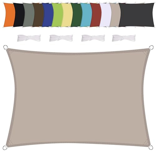 Sonnensegel Wasserdicht Quadrat 3.6x3.6m Wetterschutz Sonnenschutz PES Polyester mit UV Schutz für Terrasse Balkon Garten-Taupe