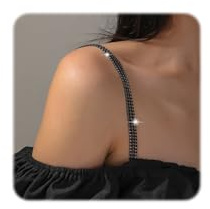 FloralGrace Strass BH Träger, Verstellbare Glitzernde Schultergurte, rutschfest und Stilvoll, Perfekt für Kleider und Tops, Ideal für Hochzeiten und Events(B-Schwarz)