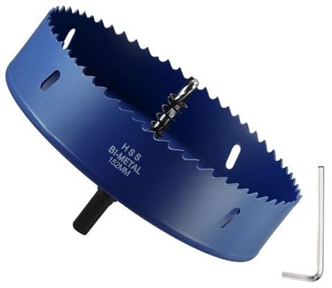 DTGN 6 Bi-Metal Hole Saw M42 HSS - 152mm Hole Cutter - Good for Thick Stainless Steel/Alloy/Aluminium/Brass/Copper - Blue