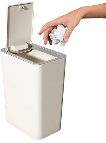 Générique Poubelle De Cuisine Avec Couvercle - Poubelle Étroite Et Compacte,Compacte 10 Litres pour Maison Bureau Salle de Bain Chambre Toilette Angle Intérieur Évier