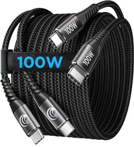 100W USB C Kabel, [2Stück 1m] Schnellladekabel USB C auf USB C Kabel, Nylon Ladekabel USB C für iPhone 17 16 15 Pro Max, Samsung Galaxy S25 S24, Huawei, Pixel, MacBook, iPad Pro Air