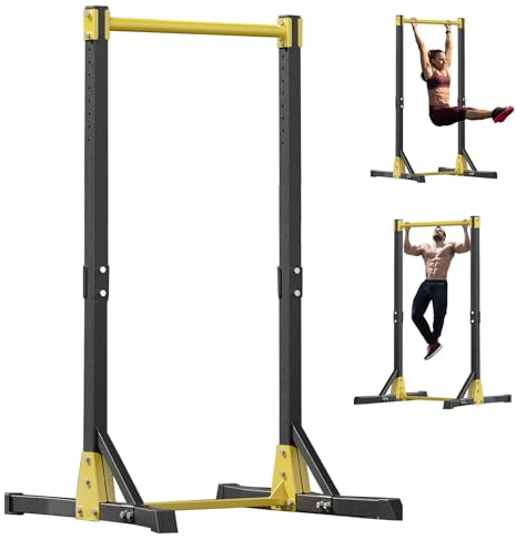 Robuste Klimmzugstation, 400 Pfund maximale Belastung, 11 verstellbare Höhenpositionen, multifunktionales Heim-Fitnessgerät für Klimmzüge, Klimmzüge, Liegestütze, Dips, Knieheben Schwarz