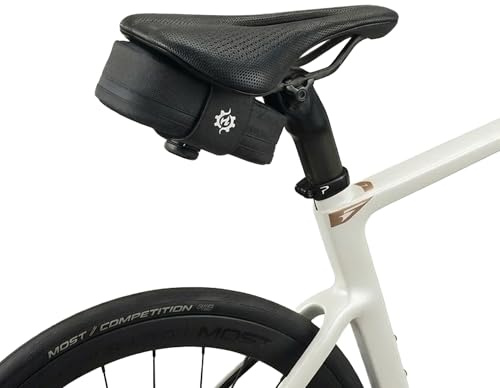 Lumiere & Co. Falcon Magnetic Saddle Bag - | Sleek Minimalist Design, Fast Magnetic Buckle Attachment | Cycling Bike Bag (Black, M)