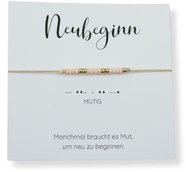 Generisch Neubeginn Armband Morsecode Mutig, Aufmunterung für Freundin, kleine Aufmerksamkeit für neue Lebensphase, Motivation Schmuck mit Bedeutung
