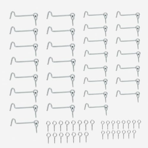 ZunAnBoCDP 30 PCS Crochets De Fenêtre et Fenêtre en Acier Inoxydable, Crochet Fermeture Porte, Crochet Volet, Fermeture Fenetre, Crochet Fenetre avec Vis de Montage pour Bois, Portes et Fenêtres