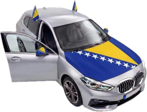 Bosnien Flagge Auto Set,Motorhaube Flagge, 2 Autofahnen Fenster & 2 AußEnspiegelfahnen, FußBall Fanartikel Fzg FüR Em & Wm, Bosnien Flagge Fahrzeug Deko (Team Italien, 125 * 150cm)