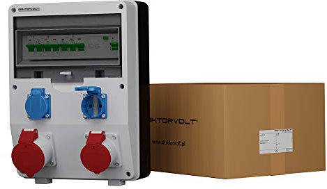 Doktorvolt Stromverteiler ECO S FI Mit 2x230V 1x16A 1x32A CEE Steckdosen Baustromverteiler Steckdosenverteiler Wandverteiler Komplett LSS FI