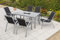 MERXX 7tlg. Amalfi Set, 6 Amalfi Stapelsessel, 1 Tisch, 150 x 90 cm, schwarz