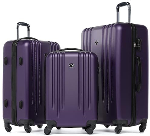 FERGÉ set di 3 valigie viaggio Marseille - bagaglio rigido dure leggera 3 pezzi valigetta 4 ruote viola