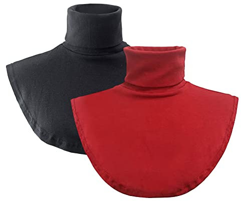Joyci falsecollar783 Button-Down-Shirts, 2er-Pack-Schwarz/Rot, Einheitsgröße