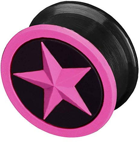 viva-adorno 1 Stück Flesh Plug Tunnel Ohr Piercing Silikon flexibel Stern Größe 4-26mm Z156
