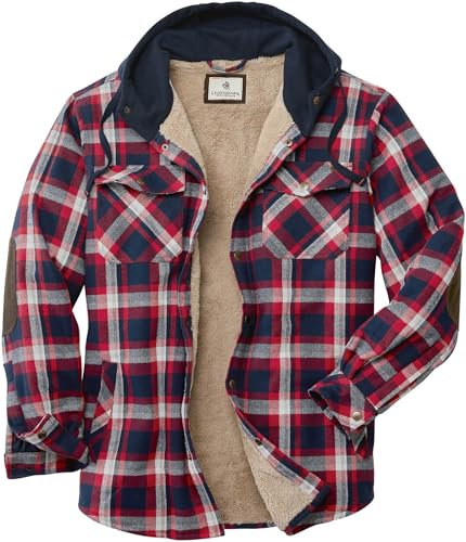 Legendary Whitetails Herrenjacke mit Kapuze, mit Berberstoff gefüttert, für Camping, Nacht, Flanell, Hemdjacke, XXL
