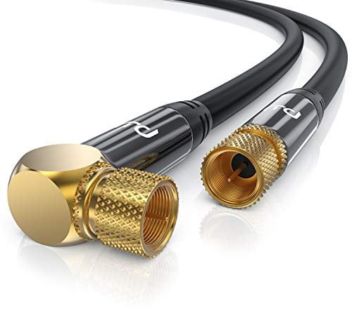 CSL - 15m SAT Kabel 8k 4k HDTV 90 Grad gewinkelt 135dB - Premium SAT Antennen Satellitenkabel F Stecker - TV HDTV Radio DVB-T DVB-C DVB-S DVB-S2 - Abschirmmaß 135db 75 Ohm - Schwarz
