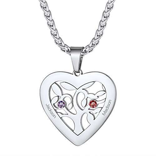 Suplight Colgante Arbol de la Vida Acero Inoxidable Mujer Collares Personalizados Mujer Collar de Piedra de Nacimiento