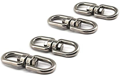 Lot de 4 crochets pivotants à double extrémité M5 en acier inoxydable 304 avec anneau connecteur en forme de 8 anneaux parfaits pour accrocher et tourner
