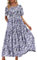 YESNO Women Dresses Casual Plus Size Bohemian Short Sleeve Floral Long Maxi Summer Beach Swing Dress/Pockets M EJFUK CR148