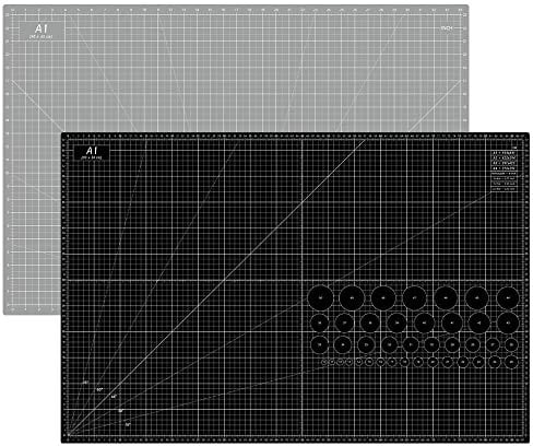 Headley Tools 24 x 36 Inch Thickened Self Healing Sewing Cutting Mat, A1 Rotary Cutting Sewing Mat for Crafts, Double Sided 5-Ply Table Cutting Board for Fabric Quilting Leather Arts Hobby, Grey/Black