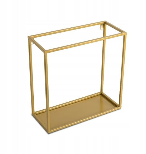 HowHomely Wandregal Metall Gold 35 x 35 x 15 cm Moderne Wandregale | Loft Hängeregal für Wanddeko Wohnzimmer Schlafzimmer Bad Café Büro und Hotel