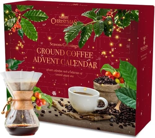 Kaffee-Adventskalender 2024-24 Premium Gourmet-Kaffee Gemahlene Bohnen Verschiedenen Geschmacksrichtungen Geschenke Für Kaffee-Liebhaber Männer Frauen Einzigartige Adventskalender