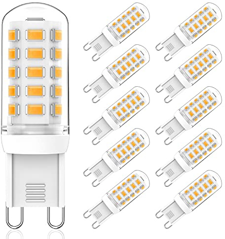 RuLEDne G9 LED Dimmbar Warmweiß 2700k, 3W LED Lampe Ersatz 25W 28W 33W 40W Halogenlampe, Kein Flackern Led Leuchtmittel, 320LM, AC 220-240V, 360 Grad Abstrahlwinkel G9 Sockel Glühlampe, 10er Pack