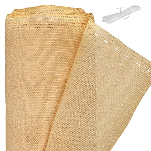 Relaxdays Brise-Vue, résistant aux UV, Tissu HDPE, 1,5 x 6 m, pour Jardin, Court de Tennis et Balcon, Beige