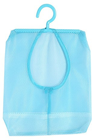 Sac à Pinces à Linge avec Cintre, Suspendre pour Sac en Filet (Bleu) | Multi-Usages, Chaussettes, Sous-Vêtements, Rangement pour Salle de Bain, Armoire, Linge, Corde à Linge, Extérieur