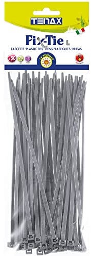 TENAX FIX-TIE L Fascette Multiuso in Plastica Lunghezza 20 cm Grigio Argento, Confezione da 50 pezzi