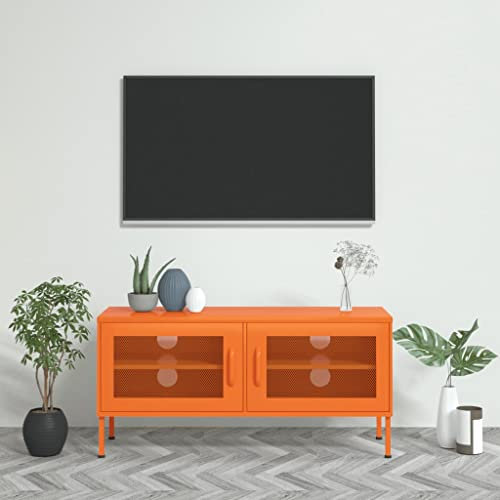 INLIFE Meuble TV orange 105 x 35 x 50 cm en acier 6237