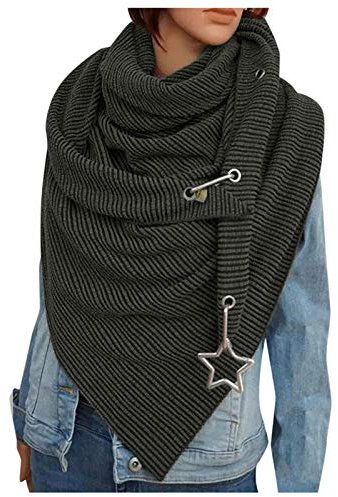 Dreiecksschal Damen Strickschal Wärmende, Dreieckstuch mit Stift, Soft Knitwear Schal Halstuch Herbst Winter Geschenk für Frauen (03 Grün)