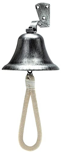 Campana colgante Campana de cena Campana al aire libre Soporte de campana de pared Campana de cuerda interior Barco/Barco/Náutica/Puerta/Escuela/Recepción/Casa/Campana de iglesia (astilla retro)